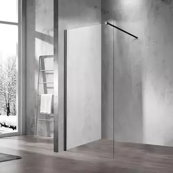 Душевая перегородка Vincea Walk-In VSW-1H120CLB, стекло прозрачное, профиль чёрный матовый