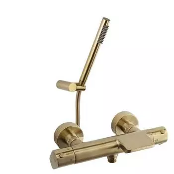 Душевой комплект RamonSoler Alexia 363901DOC с душевым гарнитуром, термостат, золото брашированное