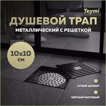Душевой трап Teymi Helmi 10х10 T90321 черный