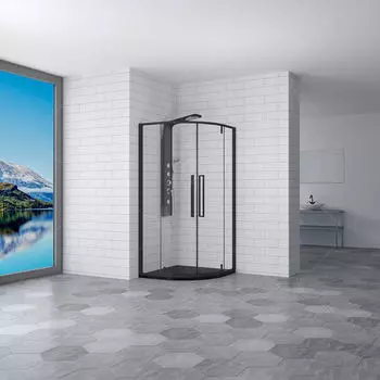 Душевой уголок 100*100*200 RGW SV-53 B Полукруг/Чёрный/Прозрачное/6 мм