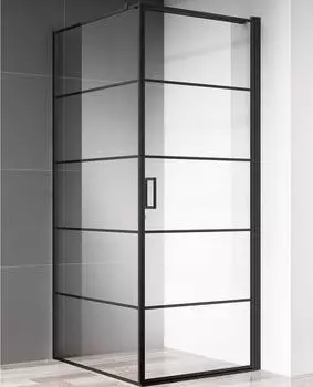 Душевой уголок AQUAme 90x90 AQM5215-RH-9 правый, профиль черный, стекло прозрачное