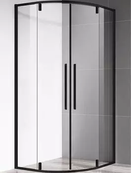 Душевой уголок AQUAme 90x90 AQM7101-2-9, профиль черный, стекло прозрачное