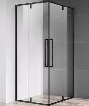 Душевой уголок AQUAme 90x90 AQM7102-2-9, профиль черный, стекло прозрачное