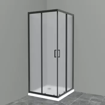 Душевой уголок BelBagno UNO-195-A-2-90-P-NERO 90x90, профиль черный, стекло рифленое