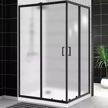 Душевой уголок BelBagno UNO-195-AH-2-120/90-P-NERO 120x90, профиль черный, стекло рифленое