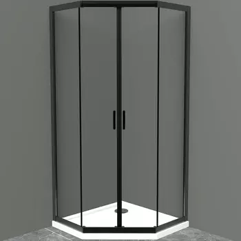 Душевой уголок BelBagno UNO-195-P-2-90-C-NERO 90x90, профиль черный, стекло прозрачное