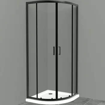 Душевой уголок BelBagno UNO-195-R-2-100-C-NERO 100x100, профиль черный, стекло прозрачное