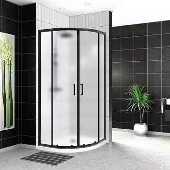 Душевой уголок BelBagno UNO-195-R-2-90-P-NERO 90x90, профиль черный, стекло рифленое