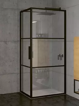 Душевой уголок Riho Grid XL GB203, G004020121, 120 х 90x200 см, стекло прозрачное, профиль черный с панелью 30 см