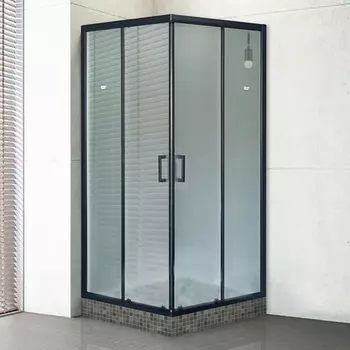 Душевой уголок Royal Bath 80x80 RB80HPD-C-BL, профиль черный стекло матовое