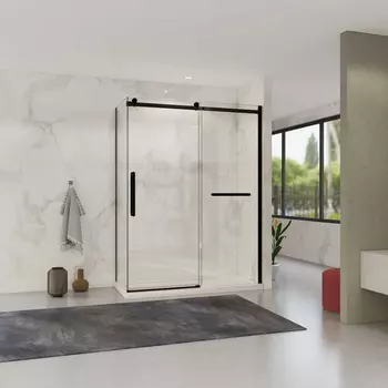 Душевой уголок Vincea Como Soft VSR-1CS1014CLB 140x100, черный, стекло прозрачное