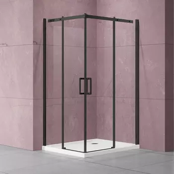 Душевой уголок Vincea Dice VSS-4D100CLB 100x100, черный, стекло прозрачное