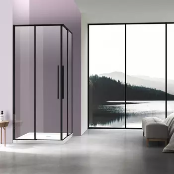 Душевой уголок Vincea Slim-N VSS-4SN900CLB 90x90, черный, стекло прозрачное