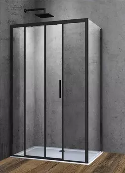 Душевой уголок Vincea Soft VSR-3SO9012CLB, стекло прозрачное, черный
