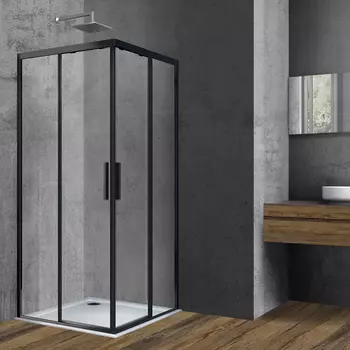 Душевой уголок Vincea Soft VSS-3SO900CLB 90x90, черный, стекло прозрачное