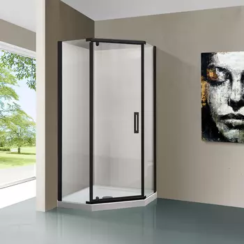 Душевой уголок Vincea Stresa VSP-1S100CLB 100x100, черный, стекло прозрачное