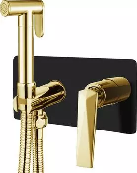 Гигиенический душ со смесителем Boheme Venturo 387-B, чёрный/золото