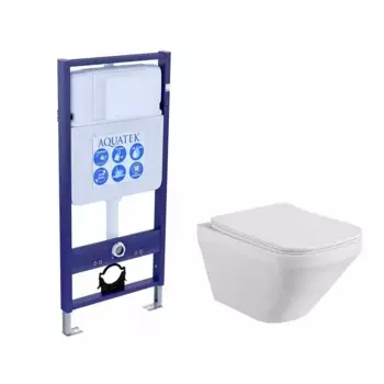 Инсталляция Aquatek Standart с безободковым унитазом Aquatek Лира SET AQUATEK ЛИРА, крышка микролифт, без клавиши и крепежа