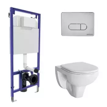 Инсталляция Berges 525 042417 с унитазом Gamma, кнопка D3 хром глянцевый, сиденье микролифт, комплект