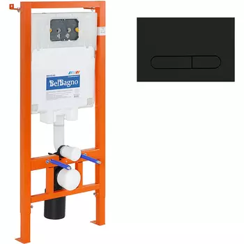 Инсталляция для подвесного унитаза BelBagno BB002-80/BB007-PR-NERO.M с черной матовой клавишей смыва