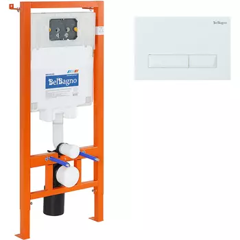 Инсталляция для подвесного унитаза BelBagno BB002-80/BB009-MR-BIANCO с белой клавишей смыва