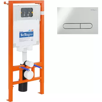 Инсталляция для подвесного унитаза BelBagno BB002-80/BB005-PR-CHROME с клавишей смыва хром глянец