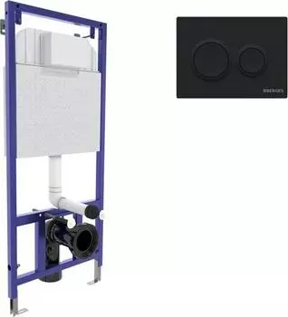 Инсталляция для подвесного унитаза Berges Wasserhaus 040265 с черной кнопкой смыва