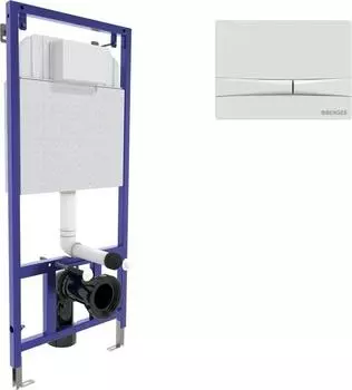 Инсталляция для подвесного унитаза Berges Wasserhaus Novum 040250 с белой кнопкой смыва