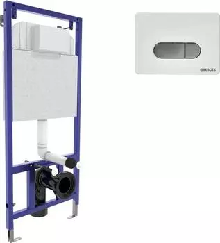 Инсталляция для подвесного унитаза Berges Wasserhaus Novum 040237 с кнопкой смыва белый/хром