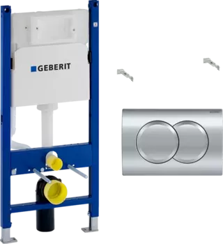 Инсталляция для подвесного унитаза Geberit Duofix Delta 458.149.21.1 с кнопкой смыва хром