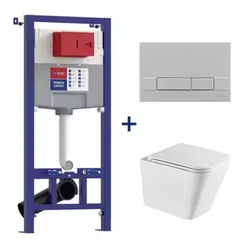 Инсталляция Lemark Peneda Expert с безободковым унитазом Florex 100123425 Торнадо, сиденье микролифт, клавиша Bit, хром матовый