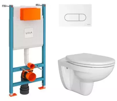 Инсталляция с унитазом VitrA Normus L-box 9773B003-7207, сиденье стандарт, клавиша белая