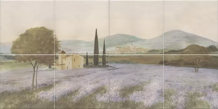 Керамическая плитка Kerama Marazzi Панно Пикарди Лавандовое поле матовый (из 8 ч. разм. 15х15) 30х60