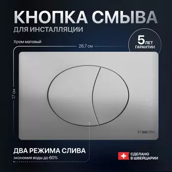 Кнопка смыва STWORKI 230823 хром матовый