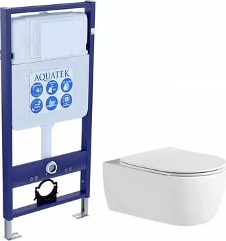 Комплект Aquatek унитаз с инсталляцией Set AQUATEK ЕВРОПА New + сиденье с микролифтом + звукоизоляционная прокладка