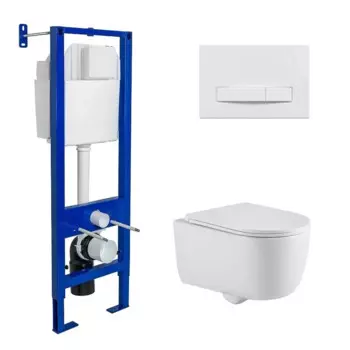 Комплект Berges: инсталляция Berges Аtom Line 410 043328, с унитазом Tornas, сиденье дюропласт с микролифтом быстросъемное Tornas Slim SO, клавиша, белый