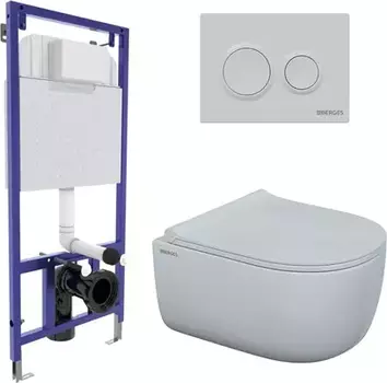 Комплект Berges Wasserhaus 043250 инсталляция Novum + унитаз Ego Rimless + кнопка O1 белая