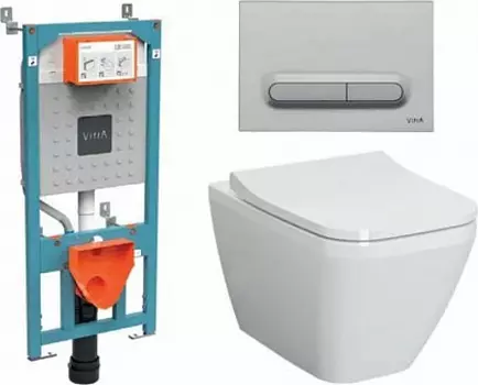 Комплект инсталляции с унитазом Vitra Integra 9856B003-7206 с сиденьем Микролифт и клавишей смыва