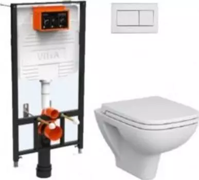 Комплект инсталляции с унитазом Vitra S20 9004B003-7207 с сиденьем Микролифт и клавишей смыва