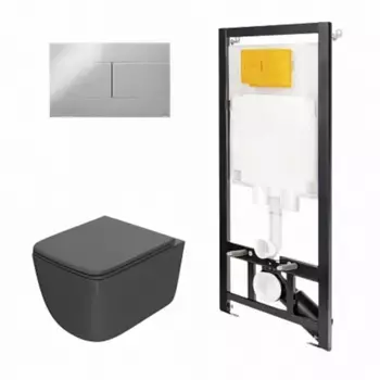 Комплект инсталляция OLI 80 Eco с унитазом Point Меркурий PN41831GM, сиденье микролифт, клавиша OLI Slim, цвет хром, 886914SIOO+PN41831GM