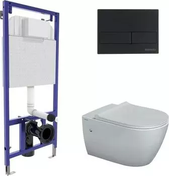 Комплект инсталляция с подвесным унитазом Berges Wasserhaus Novum 043217 с сиденьем микролифт и черной клавишей смыва
