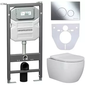 Комплект инсталляция с подвесным унитазом Ceramica Nova Play CN3001_1001CH_1000 с сиденьем микролифт и клавишей смыва хром