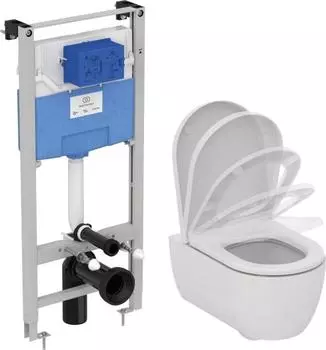 Комплект инсталляция с подвесным унитазом Ideal Standard Blend Curve M374901 с сиденьем микролифт