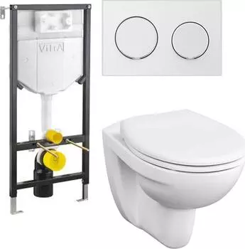 Комплект инсталляция с подвесным унитазом VitrA Spinflush 9842B003-7206 с сиденьем микролифт и кнопкой смыва хром