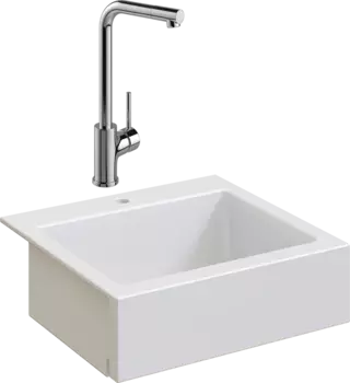 Комплект Мойка кухонная Domaci Сиена 50166-101 с 1 отверстием, белый глянец + Смеситель Ливорно