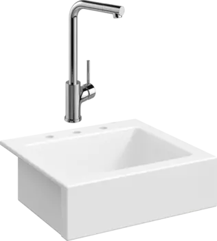 Комплект Мойка кухонная Domaci Сиена 50166-101 с 3 отверстиями, белый глянец + Смеситель Ливорно