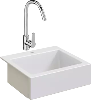 Комплект Мойка кухонная Domaci Сиена 50166-101 с 1 отверстием, белый глянец + Смеситель Ливорно