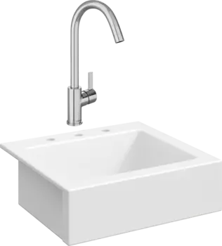 Комплект Мойка кухонная Domaci Сиена 50166-101 с 3 отверстиями, белый глянец + Смеситель Ливорно