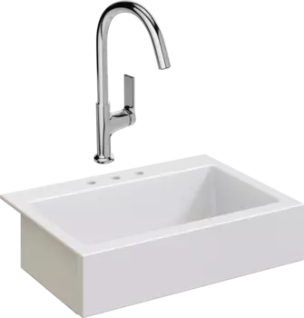 Комплект Мойка кухонная Domaci Сиена 50186-101 с 3 отверстиями, белый глянец + Смеситель STWORKI