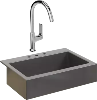 Комплект Мойка кухонная Domaci Сиена 50186-112 с 3 отверстиями, антрацит + Смеситель STWORKI